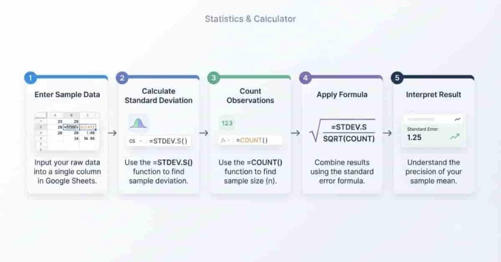 Step-by-step guide for calculating standard error in Google Sheets