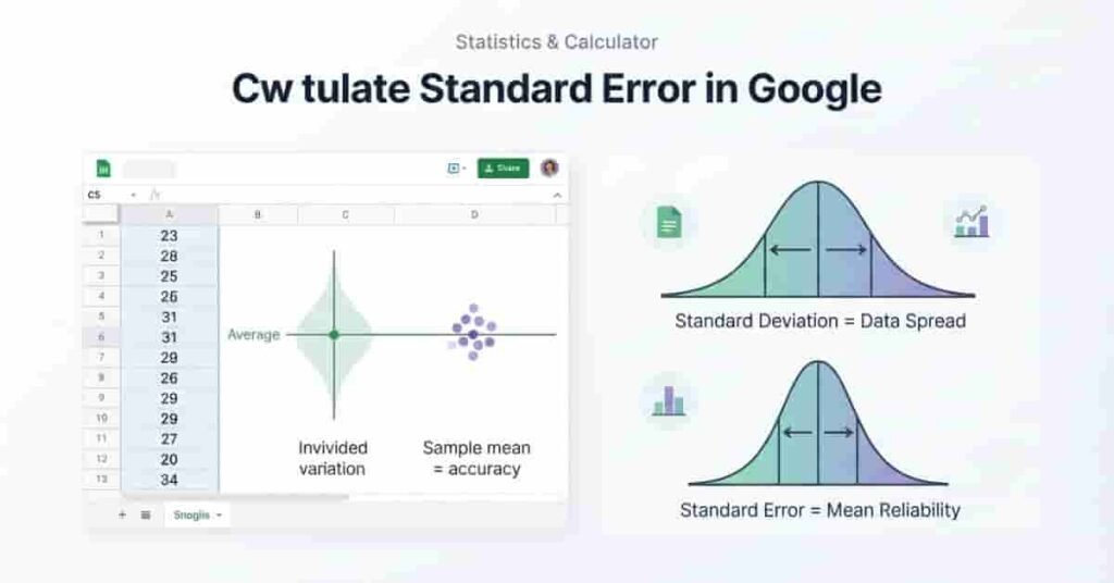 Standard error concept explained with Google Sheets data visualization and statistical comparison