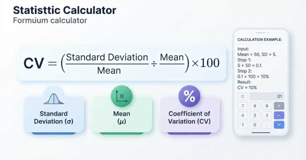 Coefficient of variation formula showing standard deviation divided by mean