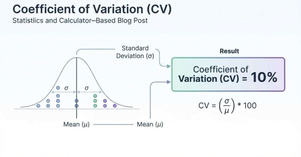 Coefficient of variation meaning showing 5 percent and 20 percent CV comparison