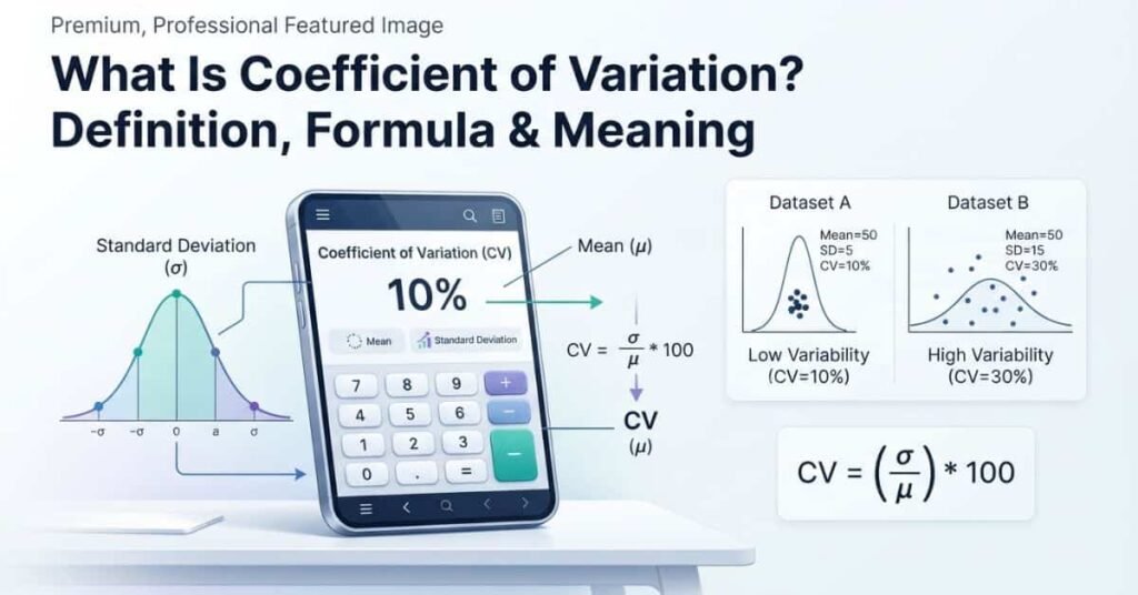 What is coefficient of variation showing mean, standard deviation, and CV